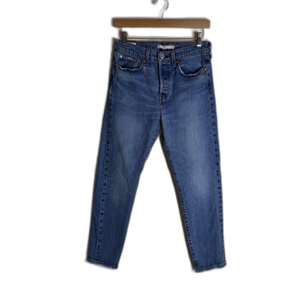 Levis Wedgie Jeans Womens 28 Blue High Rise Straight Leg Button Fly Denim